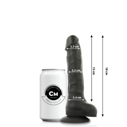 COCK MILLER - DILDO REALISTISCHES SILIKON DICHTE ARTIKULIERBAR SCHWARZ 18 CM