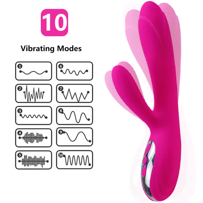 ARMONY - VIBRATEUR ET STIMULATEUR FLEXIBLE AVEC EFFET CHALEUR FUCHSIA