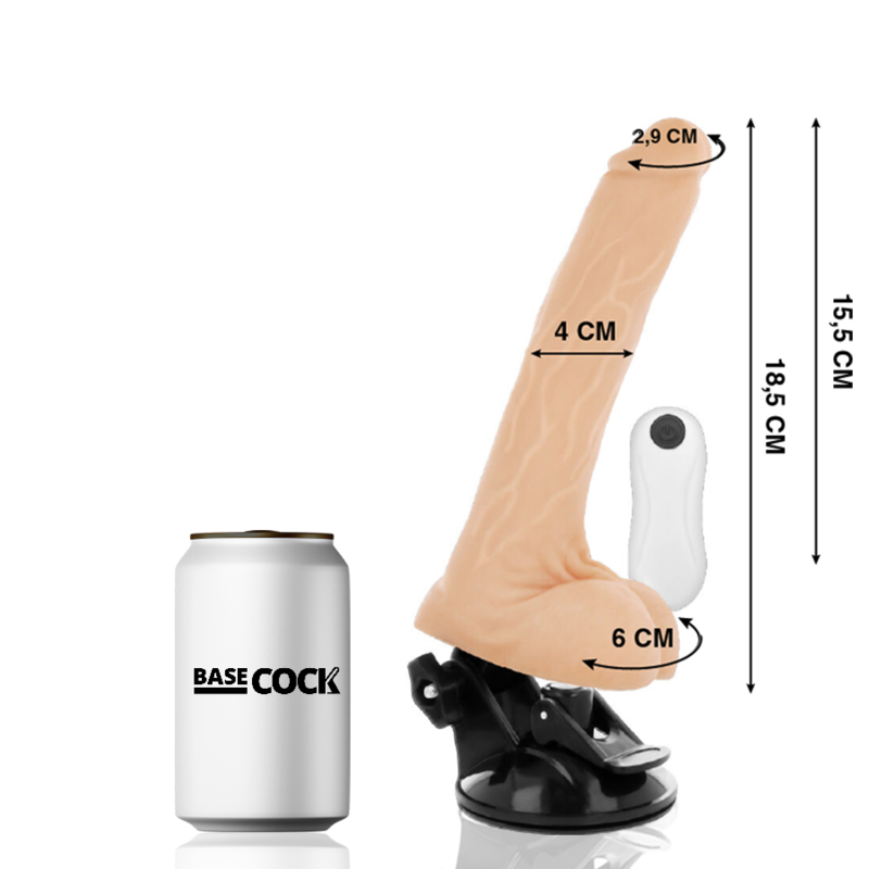 BASECOCK - VIBRATEUR ARTICULÉ AVEC TÉLÉCOMMANDE NOIR 18,5 CM -O- 4 CM
