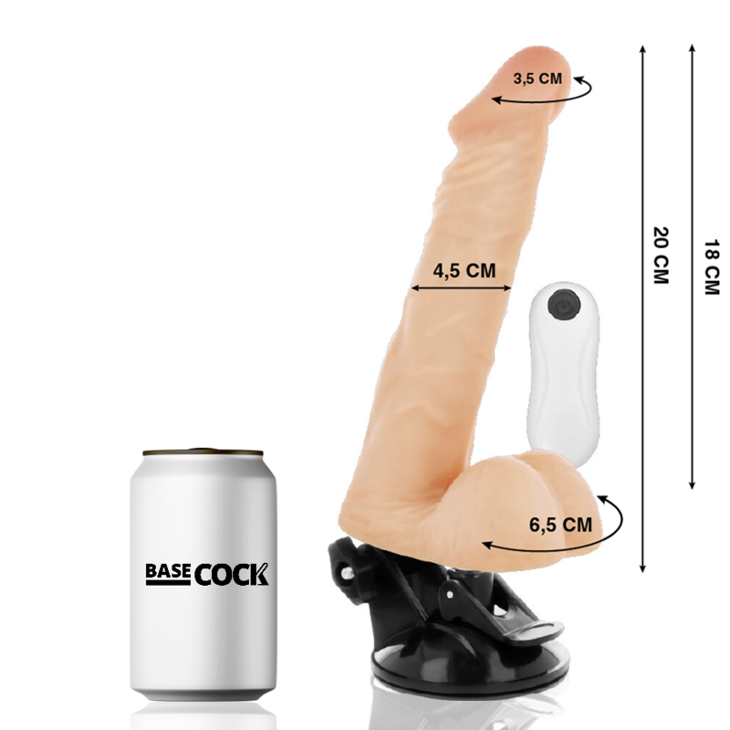 BASECOCK - ARTIKULIERBARER VIBRATOR MIT FERNBEDIENUNG SCHWARZ 20 CM -O- 4.5 CM