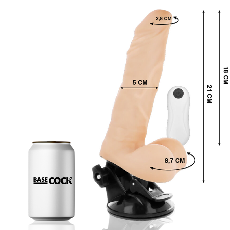 BASECOCK - VIBRATEUR ARTICULÉ AVEC TÉLÉCOMMANDE NOIR 21 CM -O- 5 CM