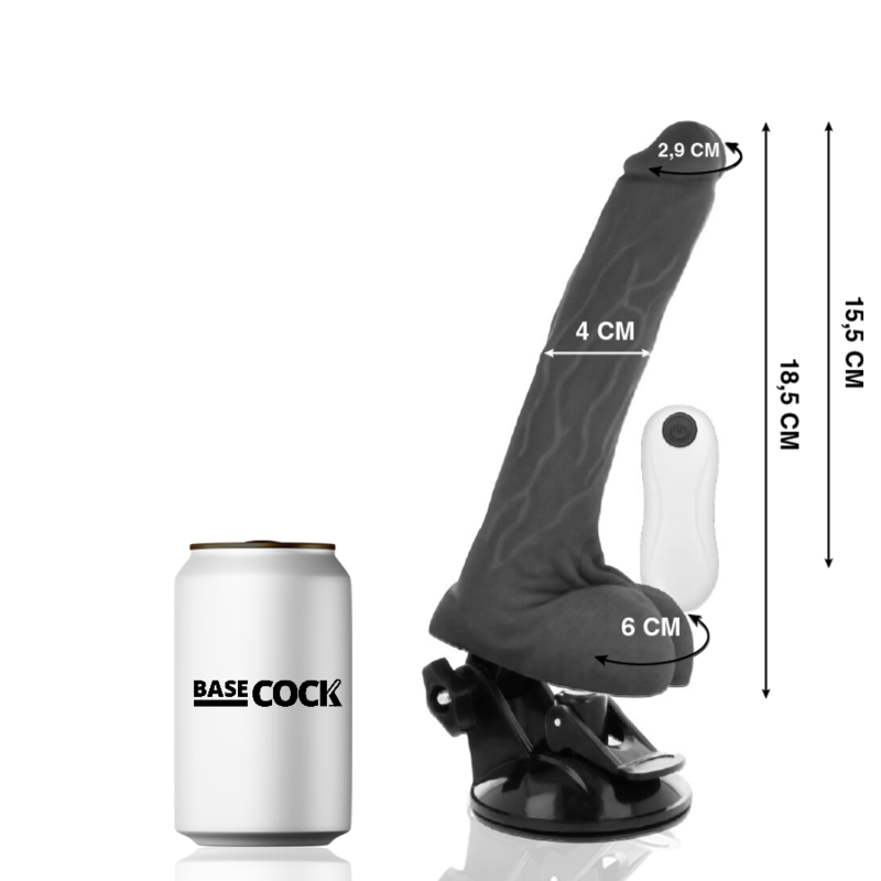 BASECOCK - VIBRATEUR ARTICULÉ AVEC TÉLÉCOMMANDE NOIR 18,5 CM -O- 4 CM