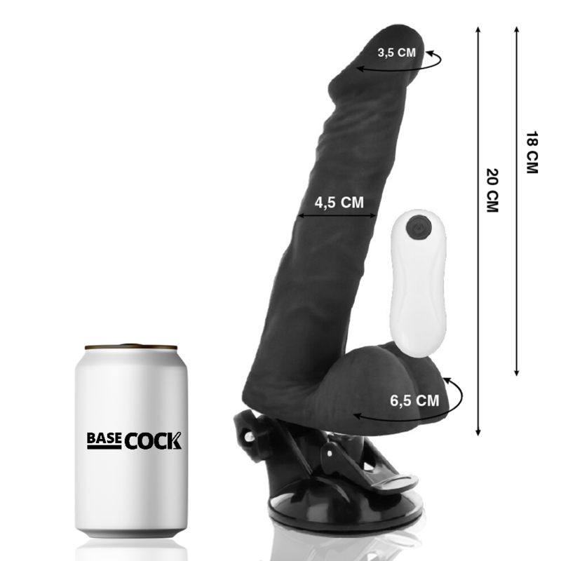 BASECOCK - VIBRATEUR ARTICULÉ AVEC TÉLÉCOMMANDE NOIR 20 CM -O- 4,5 CM