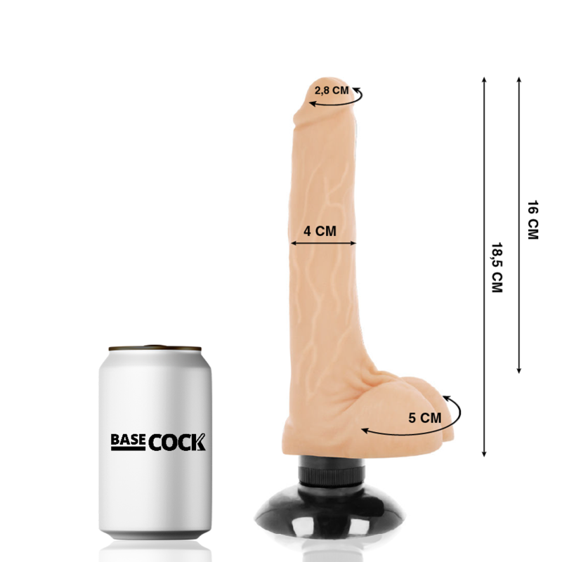 BASECOCK - REALISTISCHER VIBRATOR 2-1 SCHWARZ 18.5 CM -O- 4 CM