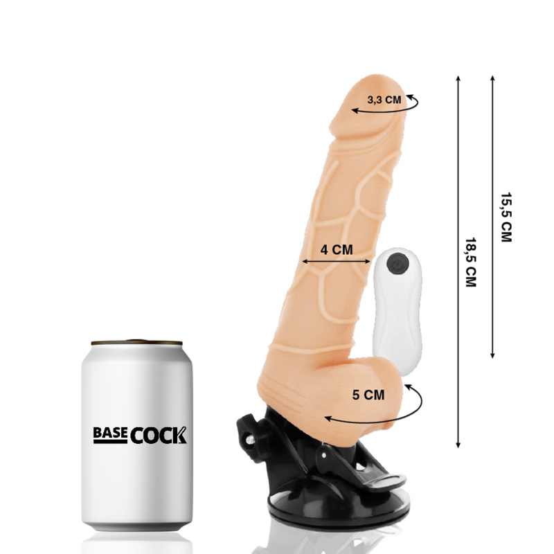 BASECOCK - REALISTISCHE VIBRATOR MET AFSTANDSBEDIENING ZWART 18,5 CM -O- 4CM