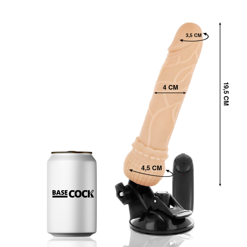 BASECOCK - VIBRATEUR RÉALISTE AVEC TÉLÉCOMMANDE NOIR 19,5 CM -O- 4 CM