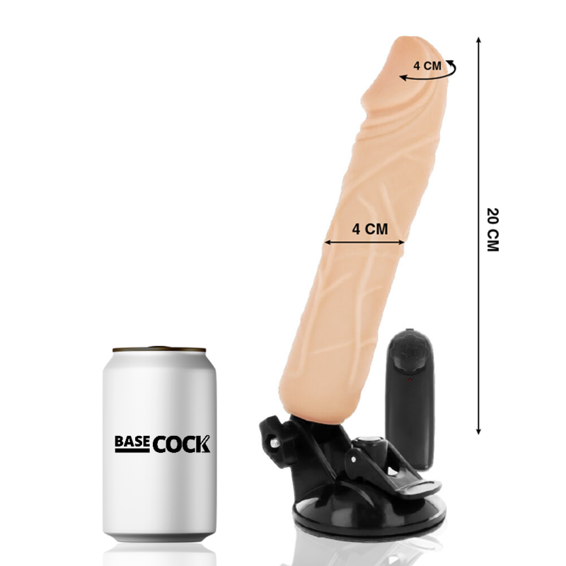 BASECOCK - VIBRATEUR RÉALISTE AVEC TÉLÉCOMMANDE NOIR 20 CM -O- 4 CM
