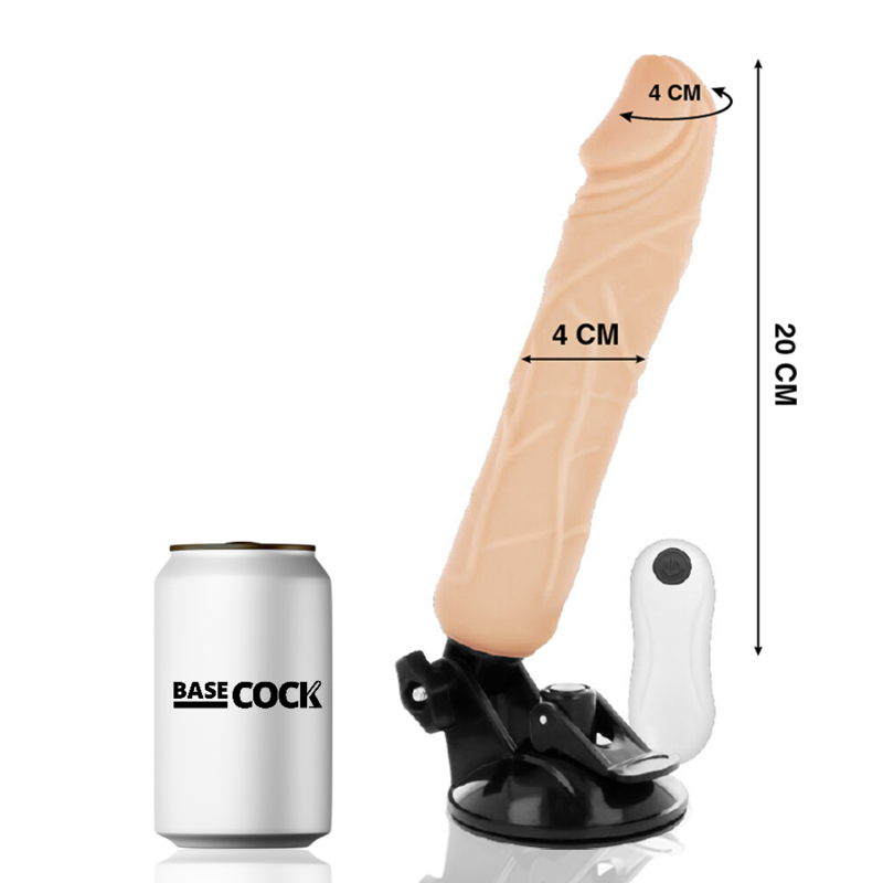 BASECOCK - REALISTIC VIBRATOR WITH REMOTE CONTROL BLACK 20 CM -O- 4 CM
