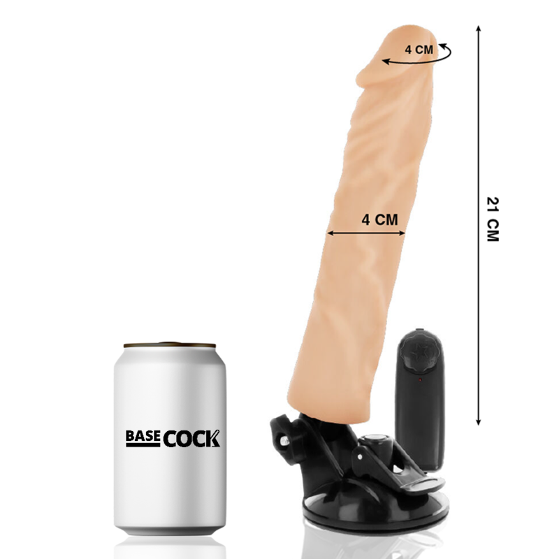 BASECOCK - VIBRATEUR RÉALISTE AVEC TÉLÉCOMMANDE NOIR 21 CM -O- 4 CM