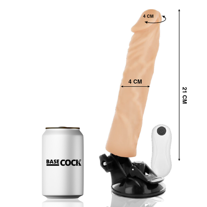 BASECOCK - REALISTIC VIBRATOR WITH REMOTE CONTROL BLACK 21 CM -O- 4 CM
