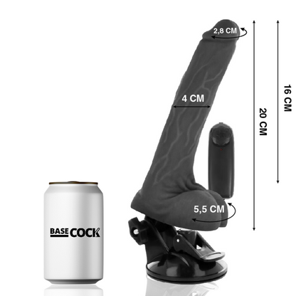 BASECOCK - REALISTISCHER VIBRATOR MIT FERNBEDIENUNG SCHWARZ MIT HODEN 20 CM -O- 4 CM