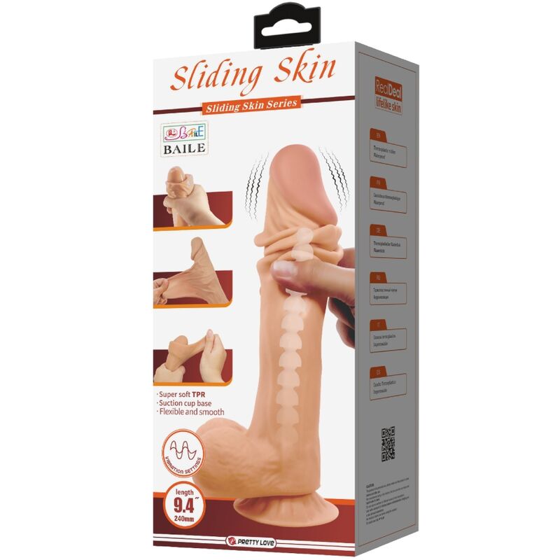 PRETTY LOVE - SLIDING SKIN SERIE REALISTISCHE DILDO MET SLIDING SKIN SAUNAKOM AFSTANDSBEDIENING FLESH 24 CM