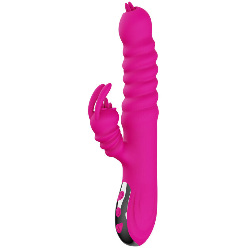 ARMONY - KONIJN DUBBELE TONG Multifunctionele VIBRATOR FUCHSIA HITTE-EFFECT