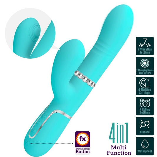 PRETTY LOVE - VIBRATEUR POINT G MULTIFONCTIONNEL VERT AQUA