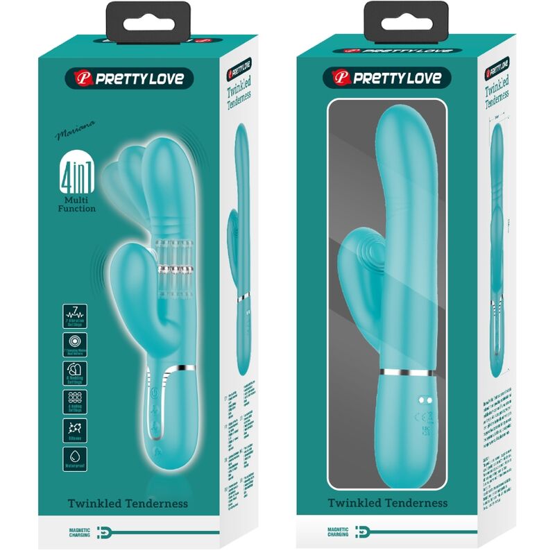 PRETTY LOVE - VIBRATEUR POINT G MULTIFONCTIONNEL VERT AQUA
