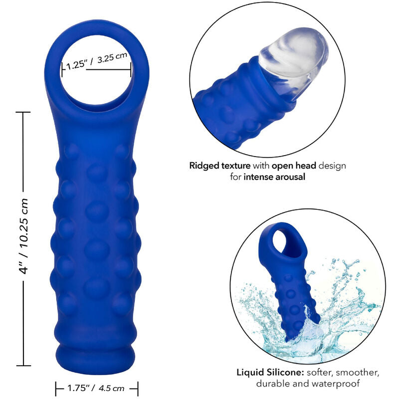 CALEXOTICS - COUVRE-PÉNIS ADMIRAL AVEC PERLES, SILICONE LIQUIDE BLEU