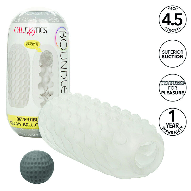CALEXOTICS - GRENZELOZE OMKEERBARE SQUISHY BAL STROKE GEEL