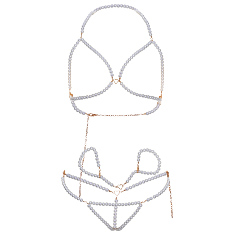 LEG AVENUE - Set met bh-bandjes en parelstring