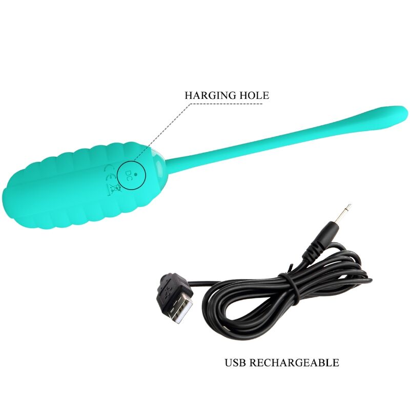 PRETTY LOVE - KIRK RECHARGEABLE VIBRATING EGG, AQUA GREEN