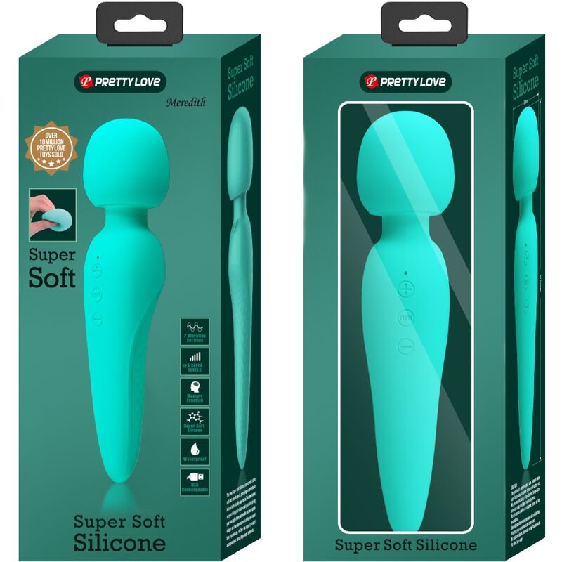 PRETTY LOVE - MEREDITH MASSAGER 12 VIBRATIESTANDEN AQUA GREEN