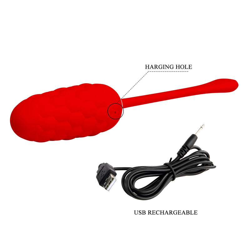 PRETTY LOVE - VIBRATING EGG WITH RED RECHARGEABLE SEA TEXTURE