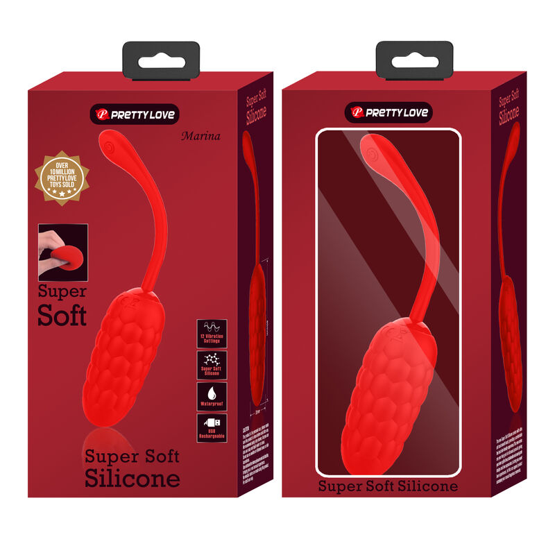 PRETTY LOVE - VIBRATING EGG WITH RED RECHARGEABLE SEA TEXTURE