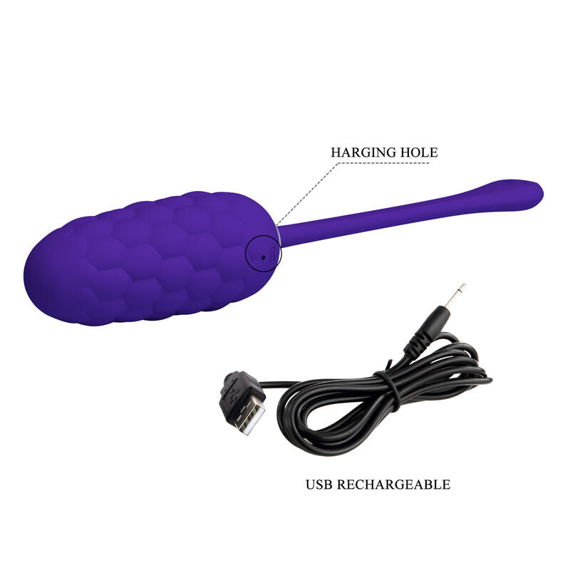PRETTY LOVE - VIBRATING EGG WITH PURPLE RECHARGEABLE SEA TEXTURE
