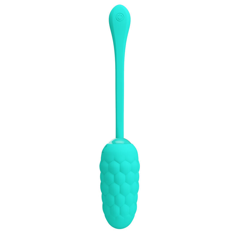 PRETTY LOVE - VIBRATING EGG WITH RECHARGEABLE SEA TEXTURE IN AQUA GREEN