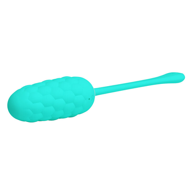 PRETTY LOVE - VIBRATING EGG WITH RECHARGEABLE SEA TEXTURE IN AQUA GREEN