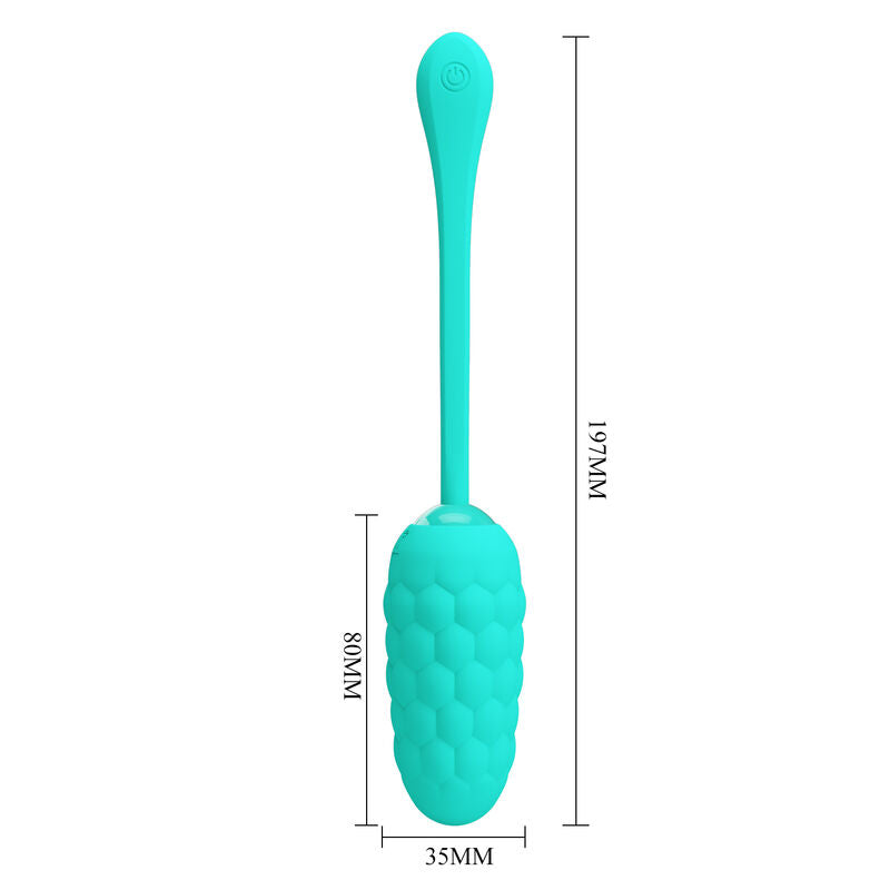 PRETTY LOVE - VIBRATING EGG WITH RECHARGEABLE SEA TEXTURE IN AQUA GREEN