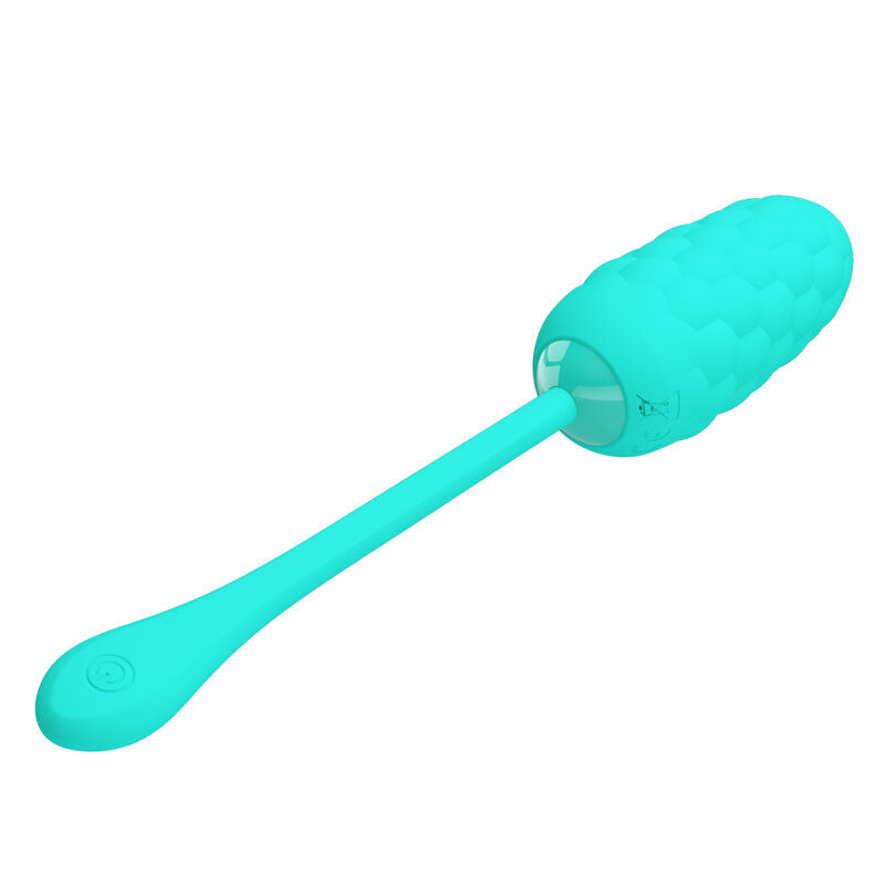 PRETTY LOVE - VIBRATING EGG WITH RECHARGEABLE SEA TEXTURE IN AQUA GREEN