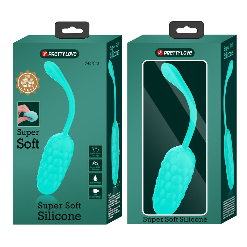 PRETTY LOVE - VIBRATING EGG WITH RECHARGEABLE SEA TEXTURE IN AQUA GREEN