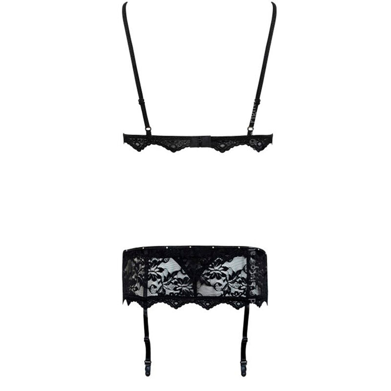 LIVCO CORSETTI FASHION - BELITA LC 90231 SOUTIEN-GORGE + CULOTTE + PORTE-JARRETELLES NOIR S/M