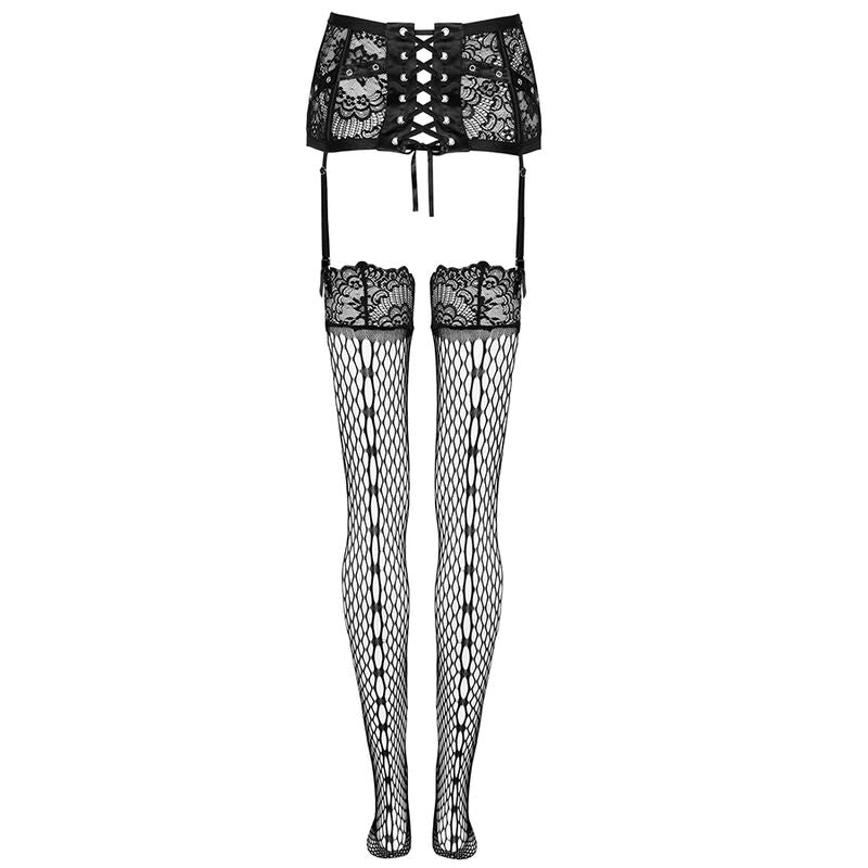 LIVCO CORSETTI FASHION - JARRETELLEGORDEL + KOUSEN ZWART L/XL
