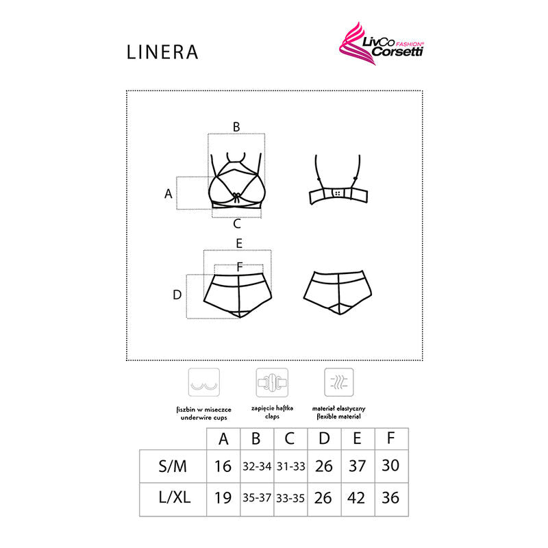 LIVCO CORSETTI FASHION - LINERA FOR THE SENSES COLLECTION BH + PANTY ZWART L/XL