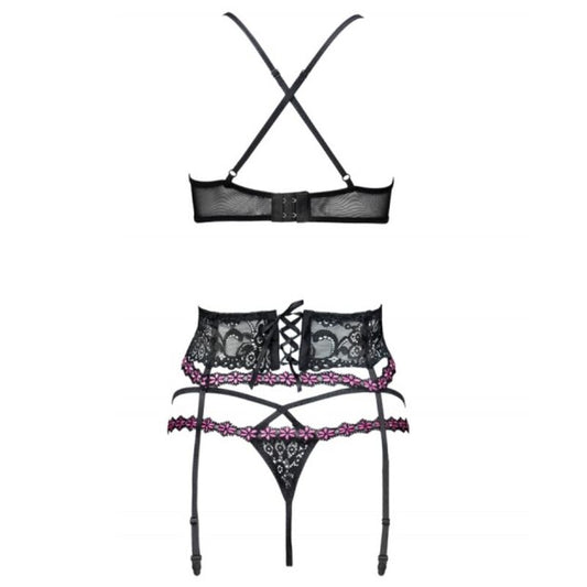 LIVCO CORSETTI FASHION - SNEHANA LC 90443 SOUTIEN-GORGE + PORTE-JARRETELLES + CULOTTE NOIR