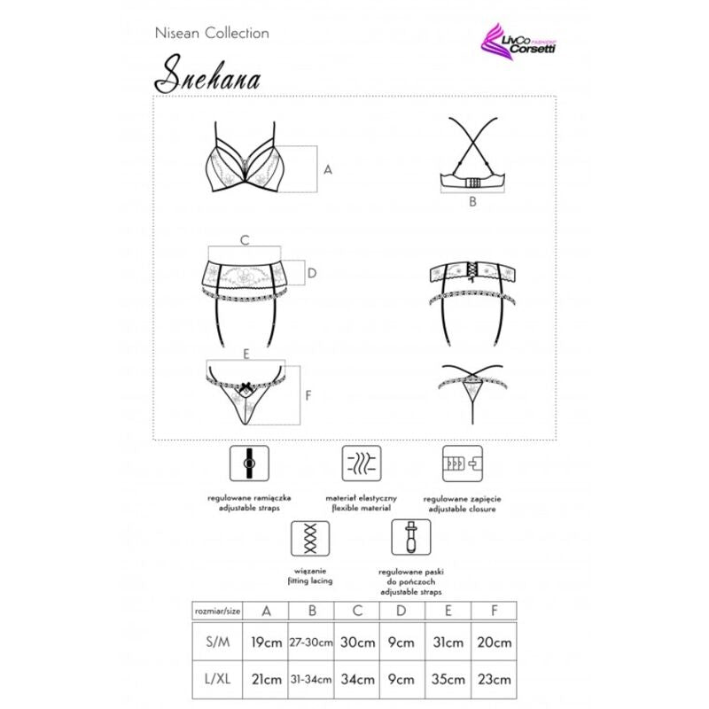 LIVCO CORSETTI FASHION - SNEHANA LC 90443 BRA + GARTER BELT + PANTIES BLACK