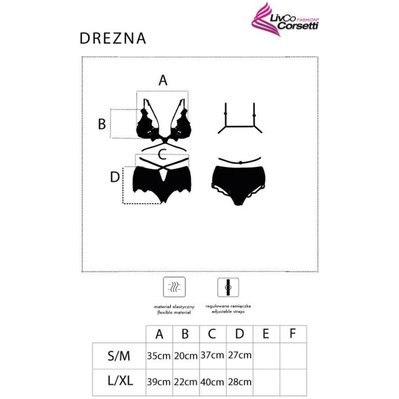 LIVCO CORSETTI FASHION - DREZNA LC 90733 BH + PANTY ZWART L/XL