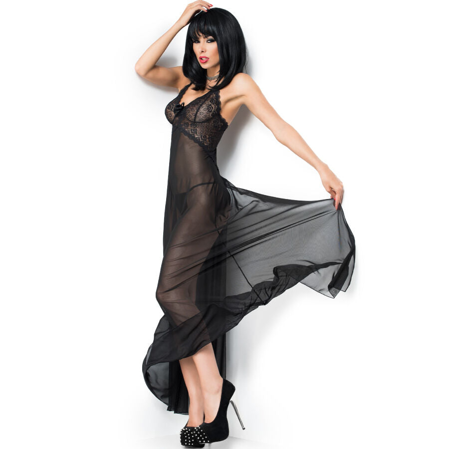 CHILIROSE - CR 3883 BABYDOLL LANG ZWART L/XL