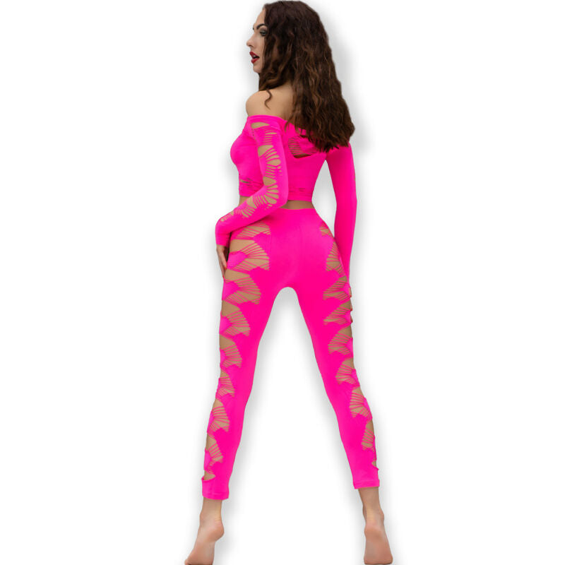 CHILIROSE - CR 4632 TOP &amp; BROEK ROZE MAAT/L