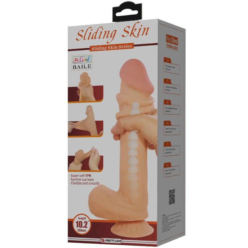PRETTY LOVE - SLIDING SKIN SERIE REALISTISCHE DILDO MET SLIDING SKIN SAUNAKOMMEN 26 CM