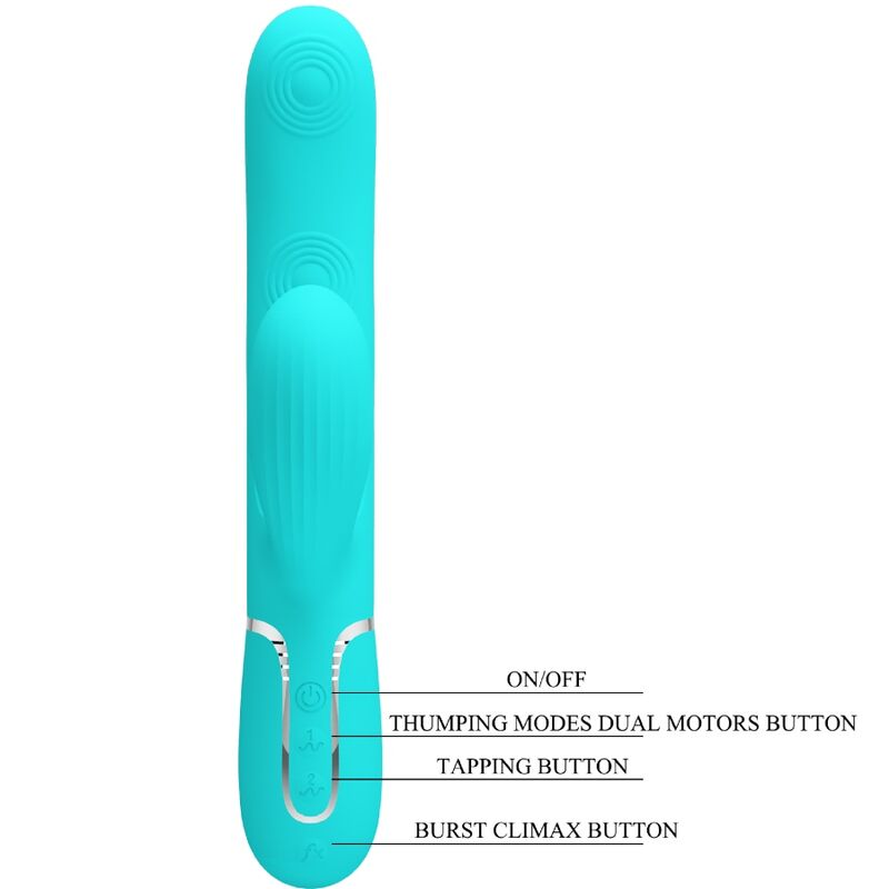 PRETTY LOVE - VIBRATEUR POINT G MULTIFONCTIONNEL 3 EN 1 PERLITA VERT AQUA