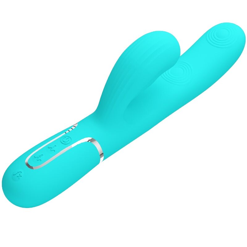 PRETTY LOVE - VIBRATEUR POINT G MULTIFONCTIONNEL 3 EN 1 PERLITA VERT AQUA