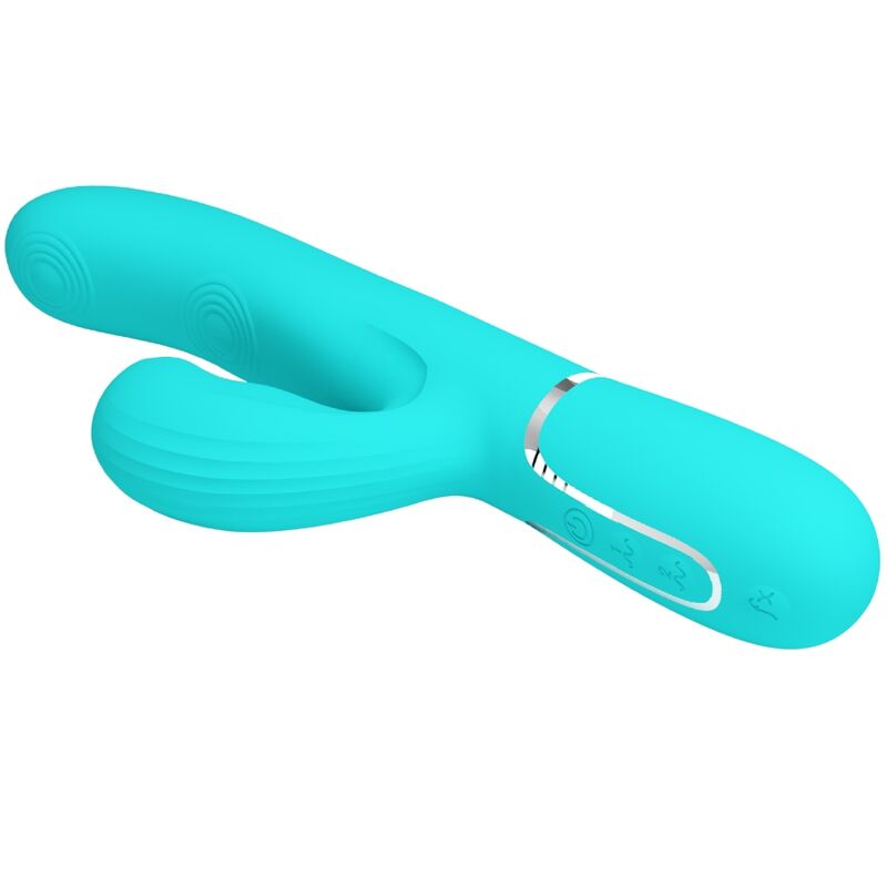 PRETTY LOVE - VIBRATEUR POINT G MULTIFONCTIONNEL 3 EN 1 PERLITA VERT AQUA