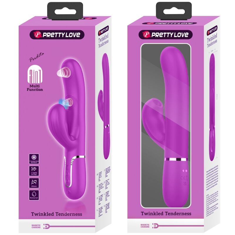 PRETTY LOVE - VIBRATEUR POINT G MULTIFONCTIONNEL 3 EN 1 PERLITA VIOLET