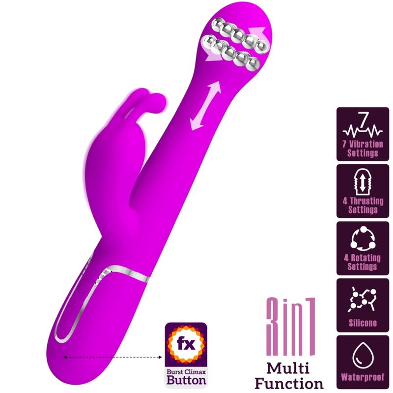 PRETTY LOVE - DEJON RABBIT VIBRATOR 3 IN 1 MULTIFUNCTIONELE VIOLET