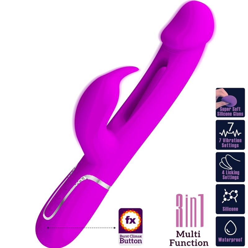 PRETTY LOVE - DEJON RABBIT VIBRATOR 3 IN 1 MULTIFUNCTION FUCSIA