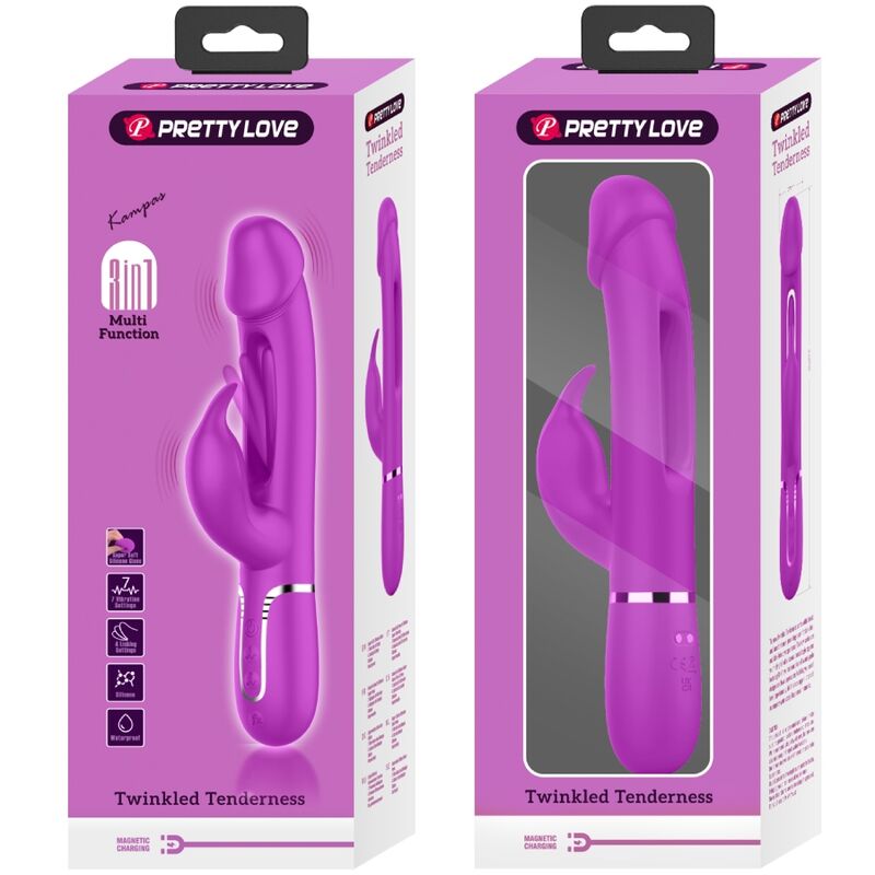 PRETTY LOVE - DEJON RABBIT VIBRATOR 3 IN 1 MULTIFUNCTION FUCSIA