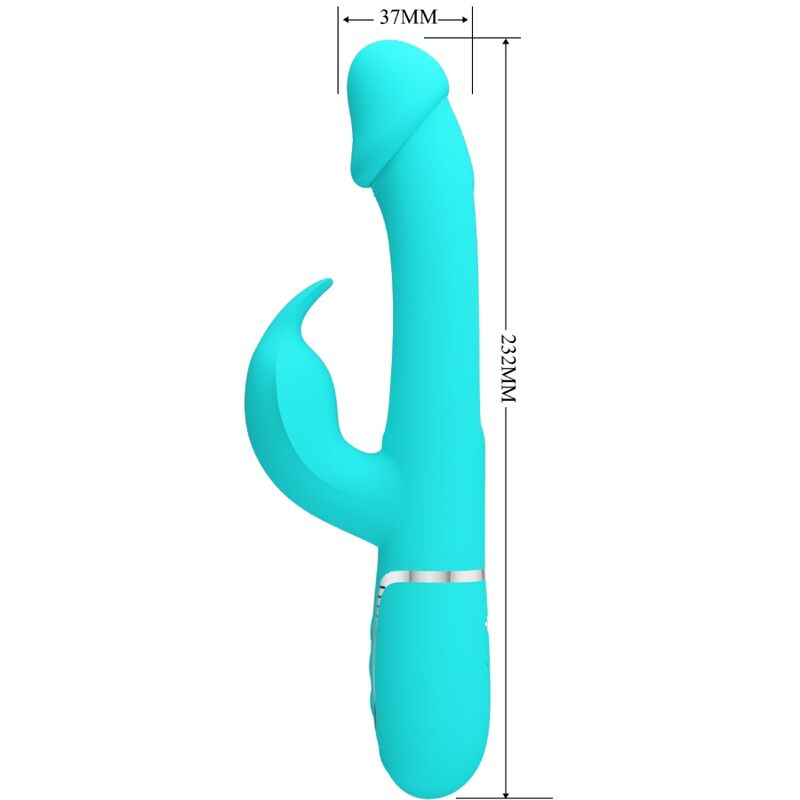 PRETTY LOVE - DEJON RABBIT VIBRATOR 3 IN 1 MULTIFUNCTIONAL AQUAGREEN
