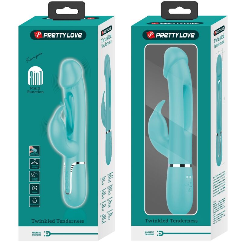 PRETTY LOVE - DEJON RABBIT VIBRATEUR 3 EN 1 MULTIFONCTIONNEL AQUAGREEN